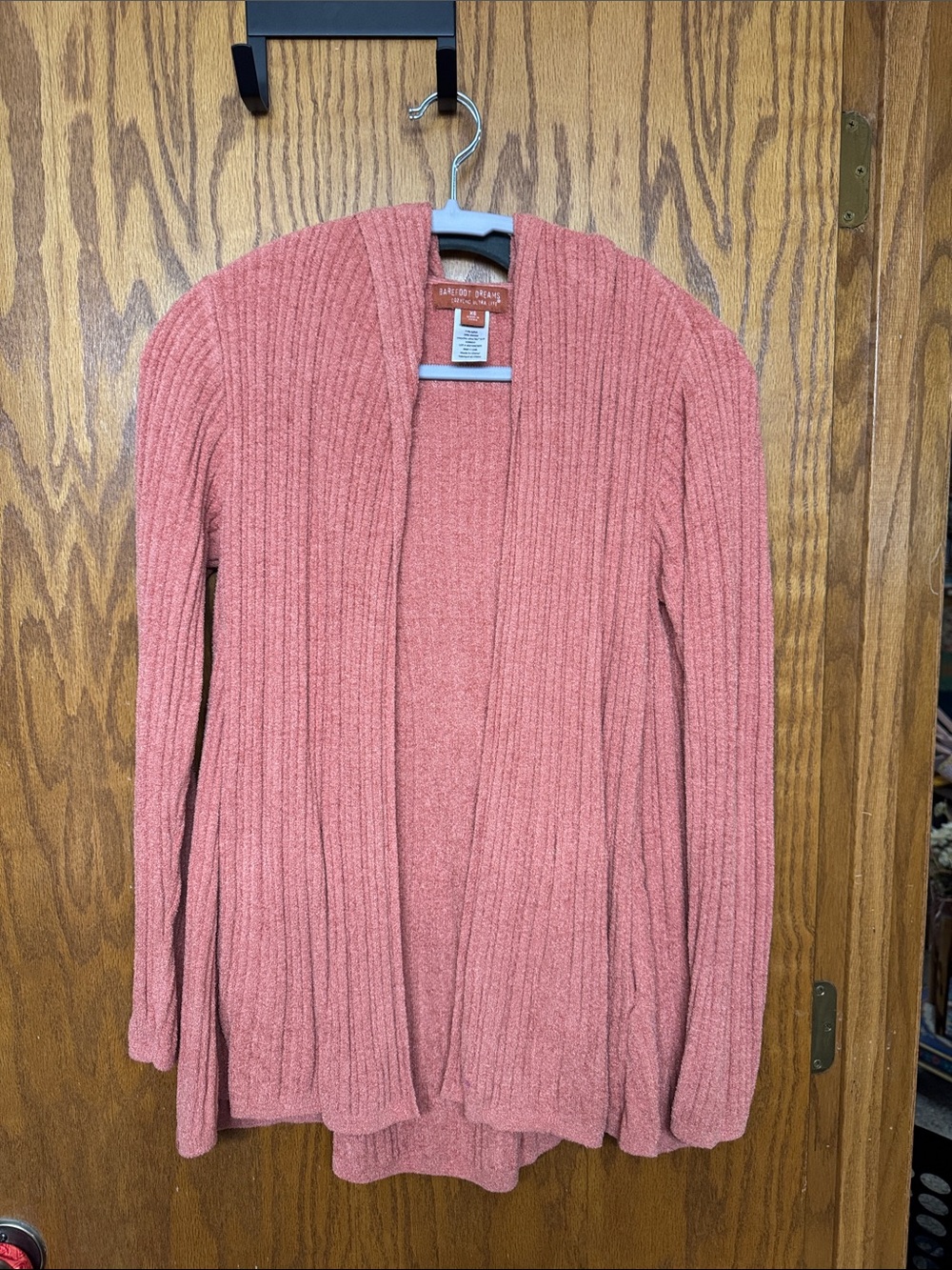Barefoot Dreams Rose Pink/Peach Ribbed Open-Front Cardigan